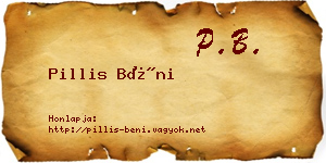 Pillis Béni névjegykártya